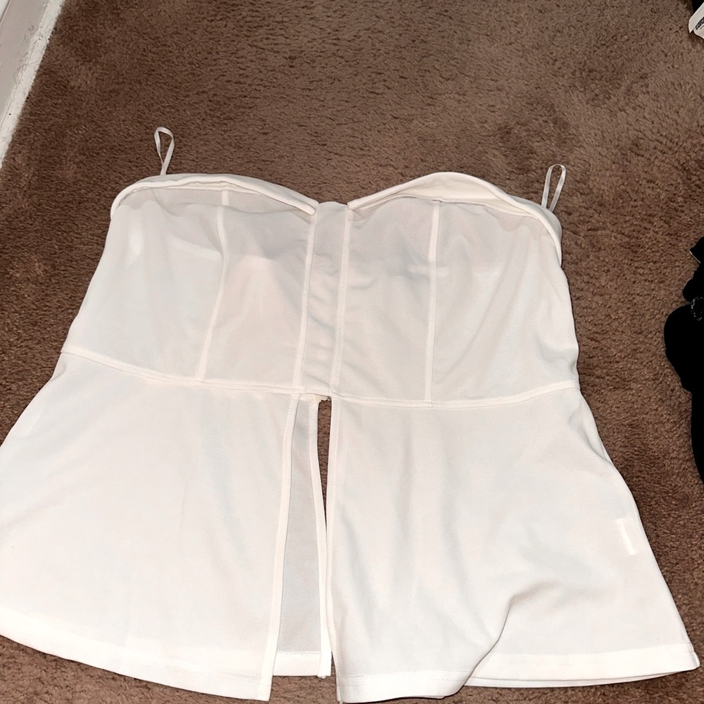 Strapless white corset